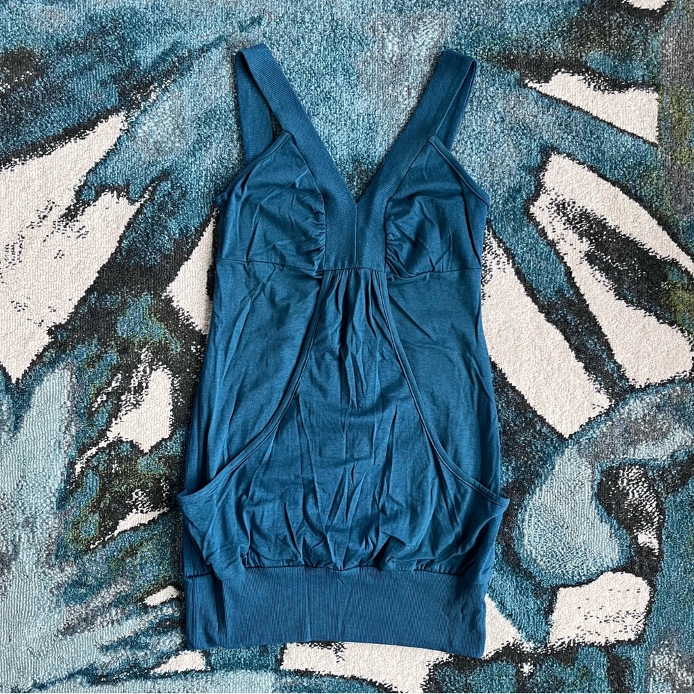 Blue mini dress / beach coverup with pockets! Size M